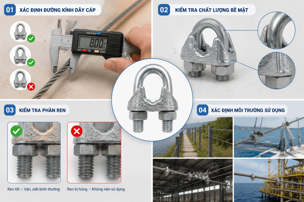 Cách Chọn Ốc Siết Cáp Mạ Kẽm Mỹ