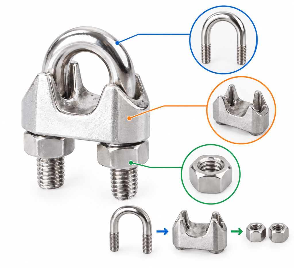 Cấu tạo của ốc siết cáp inox DIN741