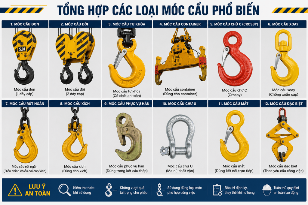 các loại móc cẩu phổ biến