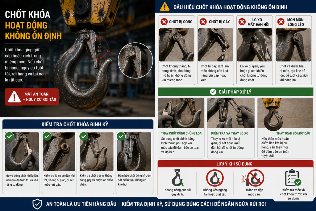 chốt khóa hoạt động không ổn định