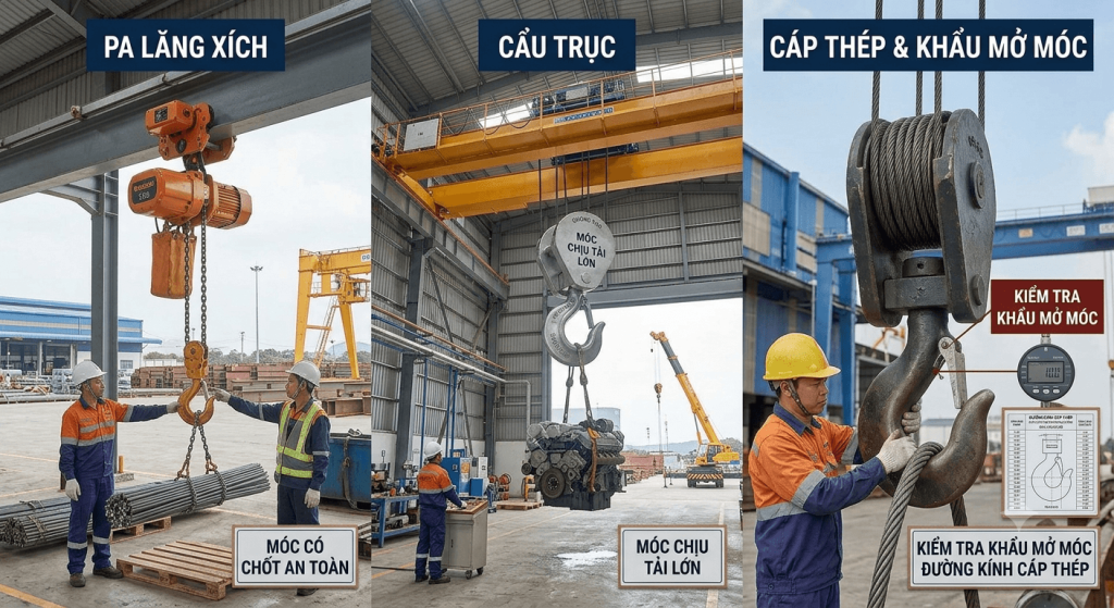 lựa chọn móc cẩu theo thiết bị chức năng