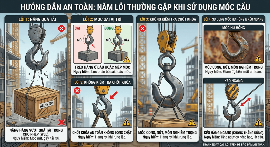 những lợi thường gặp khi sử dụng móc cẩu