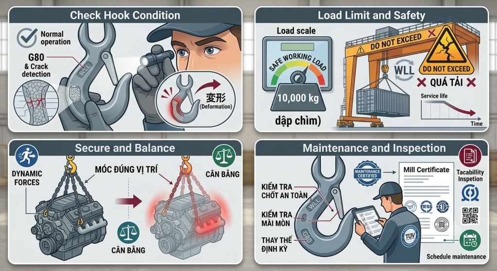 những lưu ý khi sử dụng móc cẩu