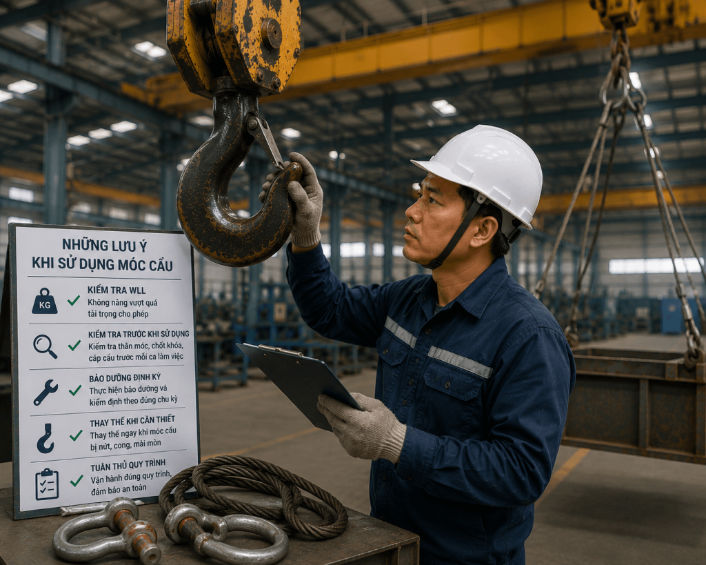 những lưu ý khi sử dụng móc cẩu