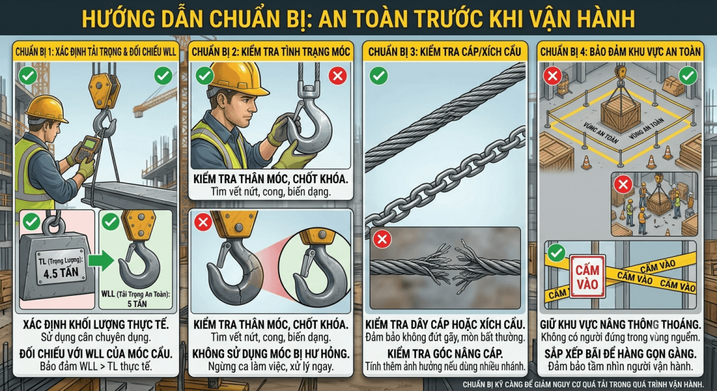 những việc cần chuẩn bị trước khi nâng cẩu