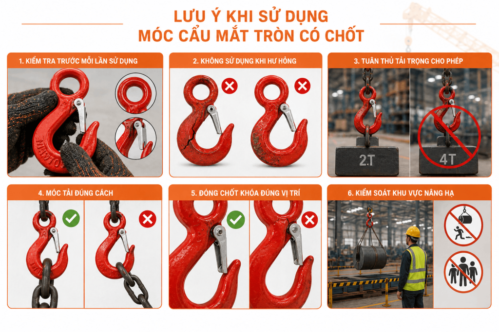 Lưu Ý Khi Sử Dụng Móc Cẩu Mắt Tròn Có Chốt