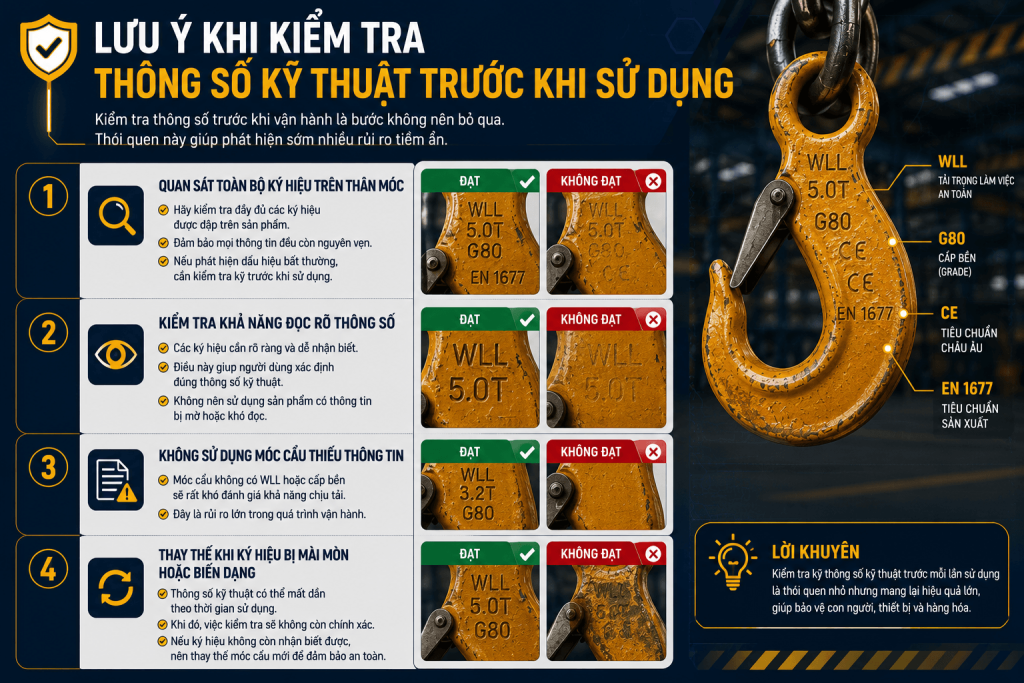 lưu ý khi kiểm tra móc cẩu