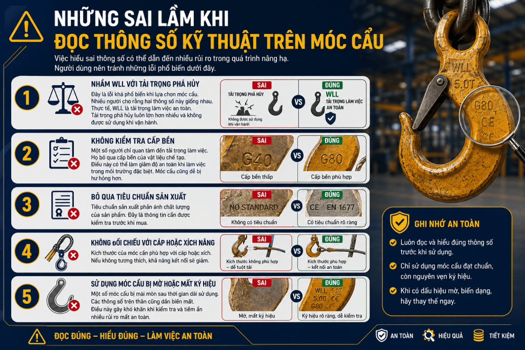 những sai lầm khi đọc thông số móc cẩu