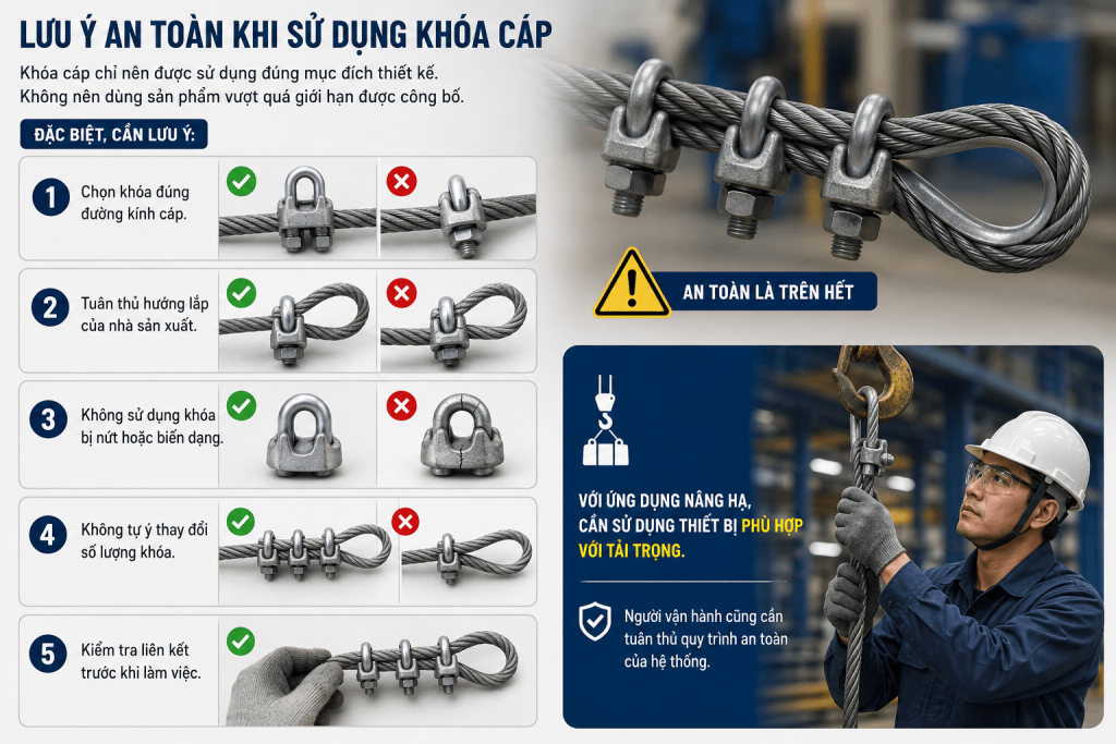 Lưu ý an toàn khi sử dụng khóa cáp