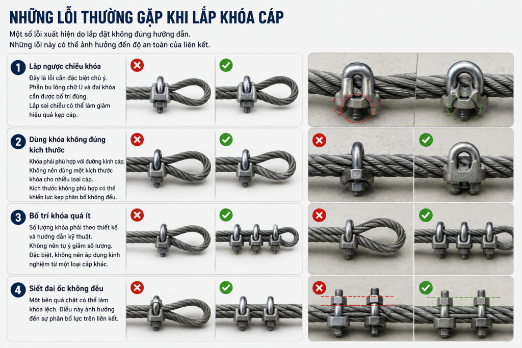 Những lỗi thường gặp khi lắp khóa cáp