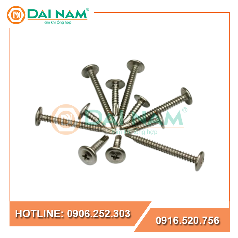Vít tự khoan inox đầu dù (Vít cá inox đầu dù)